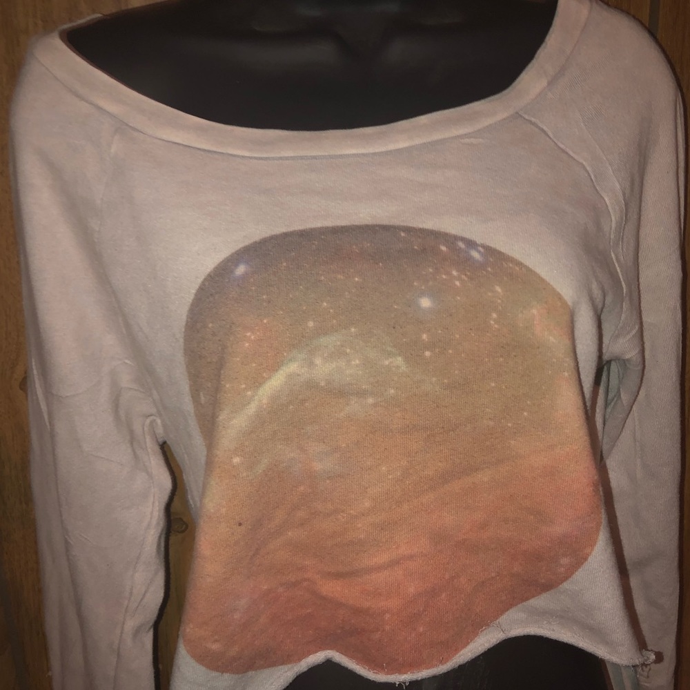 Thirsted Orange Moon Off-Shoulder Sweatshirt